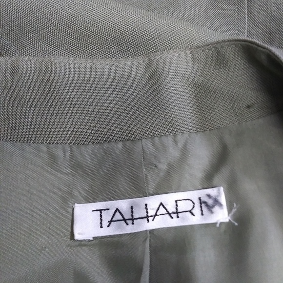 Tahari Green Linen Blend Zip Up Crop Jacket - Picture 3 of 8